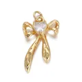 Exquisite 18K gold butterfly pendant featuring a central heart-shaped cubic zirconia - Gold Heart Bow Small Pendant