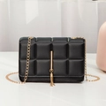 Quilted black crossbody bag with gold chain strap and elegant metallic tassel - Tassel Style / Black