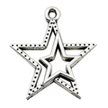 Ciondolo a doppia stella in argento con trama puntinata e gancio per gioielli fai da te - Stella Doppio Pentagramma (19x19mm)