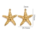 Golden stainless steel starfish charm with 35mm height for DIY jewelry making - Large Sea Star-Gold