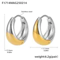 Detailed view of two-tone gold and silver steel hoop earrings with size specifications - Two-tone Gold (17mm)