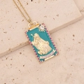 Detailed macro view of The Empress tarot pendant with gold relief and colorful gemstones - 3# The Empress
