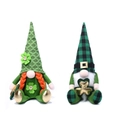 St. Patrick's Day Wichtel-Duo mit Kleeblatt-Hüten und orangen Zöpfen für irische Deko - Set
