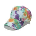 Macro detail of the colorful tie-dye pattern on a structured baseball cap fabric - M (56-58cm) / Purple Green Orange Yellow Tie-Dye Style (E)