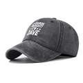 Distressed charcoal cotton baseball cap with white 'I'M RIGHT' slogan embroidery - Adjustable / Black