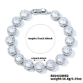 Detalle de pulsera plateada de 17 cm con eslabones redondos de circonitas cúbicas - Plata Circonita Blanca Redondo Halo (B00403WRD)