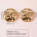 Golden stainless steel round earrings with hammered texture and 2.98cm diameter - Hammered Texture Hoop (FYD6078)