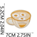 Detail showing embroidered daisy coffee cup patch with dimension 5.2x7cm on white base - Coffee Cup Flowers (S30HXZ-096-05)