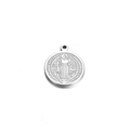 Zilveren religieuze medaillon hanger van roestvrij staal met rond reliëf detail - 14# (14mm Diameter) / Staalkleur