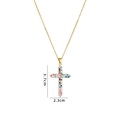 Gold cross necklace for women featuring vibrant colorful zircon stones with 3.7cm height - Gold Multicolor Cross (A757)