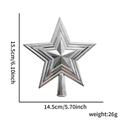 Silver 3D hollow star tree topper, 15.5cm height, with metallic glitter finish specs - Pentagram / 15.5cm / Silver