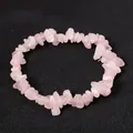 Irregular rose quartz crystal chip bracelet with natural semi-transparent pink stones - Rose Quartz