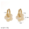 Detailed size chart for stainless steel gold hoops with milky white glass flower charms - Creamy White Flower (TE60545-WT)