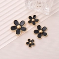 DIY black alloy flower charms with gold edges for phone cases and shoe accessories - Drip Oil Five-Leaf Flower Set Black