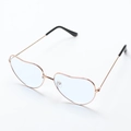 Retro heart-shaped sunglasses with gold metal frame and clear fashion lenses - Light Blue