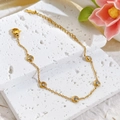 Gold plated stainless steel bubble bracelet with five sparkling round cubic zirconia stones - Gold Five Round Diamonds Fine Chain (5398)