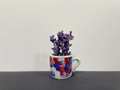 Mini ceramic mug fridge magnet with purple flower bouquet and USA balloon pattern - Striped Star Pattern Mug Style (Small Balloon)