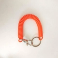Orange plastic spiral spring keychain with metal clasp and keyring for anti-lost security - Orange