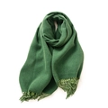 Solid green macaron pashmina scarf with soft woven texture and tassel trim details - No.25 Grass Green