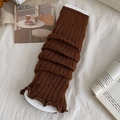 Dark brown ribbed knit leg warmers in a stylish slouchy winter lolita style - One Size / Caramel