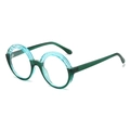 Vintage round sunglasses with translucent green frame and blue textured top accents - Blue Frame