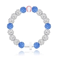 Detail of baseball bead bracelet with blue rhinestone spheres and silver cross charm - Blue and White Interleaved Style (Style-2)