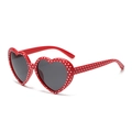 Chic red heart shaped sunglasses with white polka dots and dark polarized lenses - Red White Polka Dot Gray Polarized
