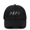 Berretto da baseball in cotone nero con ricamo PAPI bianco su sfondo bianco - Regolabile / Nero