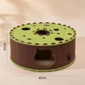 Túnel para gatos de fieltro verde, cama de rosquilla con diseño de huellas - Grande / Verde