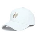 Casquette de baseball classique en coton blanc avec lettre H dorée brodée sur le devant - Blanc
