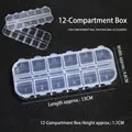12-grid clear plastic nail art storage box with numbered lids for gems and beads - 12 Grids Box (4.8*13*1.1cm)