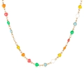 Collar con colgante de corazón arcoíris en acero inoxidable dorado y esmalte de colores - Color Acero
