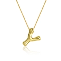 Polished 18K gold plated copper necklace featuring a stylized letter Y pendant - Letter Y Necklace Set
