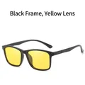 Classic polarized square sunglasses with matte black frame and bright yellow lenses - Black Frame Yellow Lens