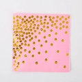 Pink paper napkins with gold foil polka dots for elegant birthday party tableware decorations - Napkins