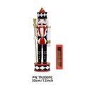 30cm wooden nutcracker soldier in red and black uniform with diamond pattern hat and base - 3009C Checkered Black Hat Red Top King