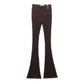 Pantaloni a zampa da donna in pizzo viola scuro con texture semitrasparente e elastico - S / Pants