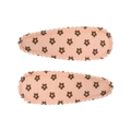 Barrettes à cheveux roses avec imprimé floral marron et bordure festonnée - Pince Goutte Fleurie (Lot de 2) / Rose Orangé Clair-Fleurs Brunes