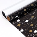 Gift wrapping paper roll in black with elegant gold and white balloon patterns - Birthday Series - Black Gold Balloon/Roll / 43X300CM