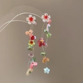 Colorful beaded tassel flower earrings with white petals and vibrant resin beads - Colorful Resin Small Flower Long Style (12# Silver Pin)