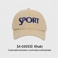 Casquette de baseball kaki avec broderie SPORT bleue et bord blanc, style décontracté - Kaki