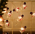 Christmas snowman LED string light with warm white glow for festive holiday decoration - 1m 10-LED (2AA Battery Model) / 3D Clear Snowman