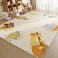 Beige children's room rug featuring a cartoon animal band on soft plush material - 80x120cm / Crystal Velvet - Animal Orchestra