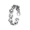 Verstellbarer offener Ring mit hohlen Katzenpfotenabdrücken aus poliertem Edelstahl - Hohle Pfotenabdruck Stil (7547) / Stahlfarbe