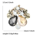 Spilla a fiore retrò con cristalli grigi e champagne, dimensioni di 3,7 x 3,6 cm - Base Oro Champagne + Grigio