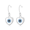 Pendientes corazón plateados con nácar y diseño de ojo de la suerte azul - Color Acero