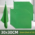 Lot de 10 chiffons microfibres verts 30x30cm, serviettes absorbantes avec boucle de suspension - Vert 30x30CM Épaissi (10 Pièces)