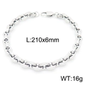 Bracciale a catena a naso di maiale in acciaio al titanio argento, misura 210mm x 6mm - Bracciale a Catena Naso di Maiale (KB163128) / 210x6mm / Bracciale Argento