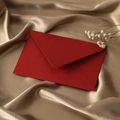 Textured dark red envelope made of premium specialty paper on elegant gold silk - 1pc Linen Bright Red Envelope / Red