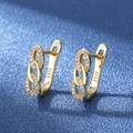 Elegante vergulde S925 sterling zilveren kettingoorbellen met zirkonia steentjes - Goud